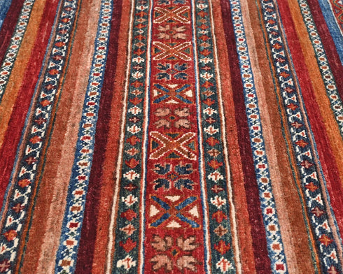 6x6 Multicolor Khurgeen Afghan Hand Knotted Round Wool Area Rug